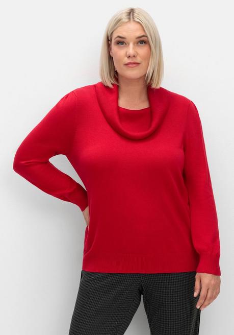 sheego Pullover mit weitem Wasserfall-Rollkragen - rot sheego Clearance-Verkauf