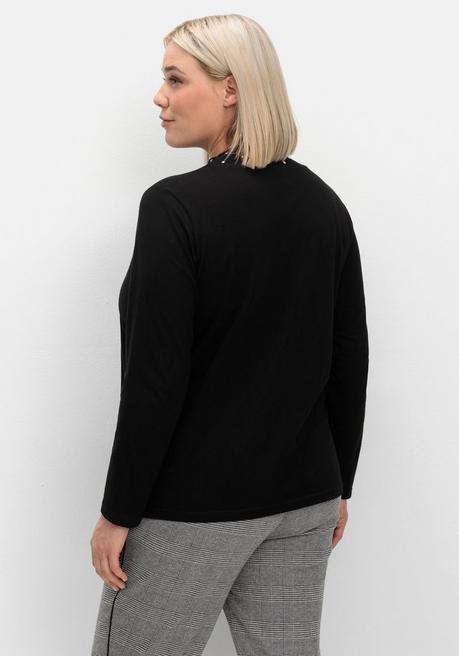 sheego Langarmshirt mit Stehkragen und Glitzerdetails - schwarz sheego Kostenloser Versand international