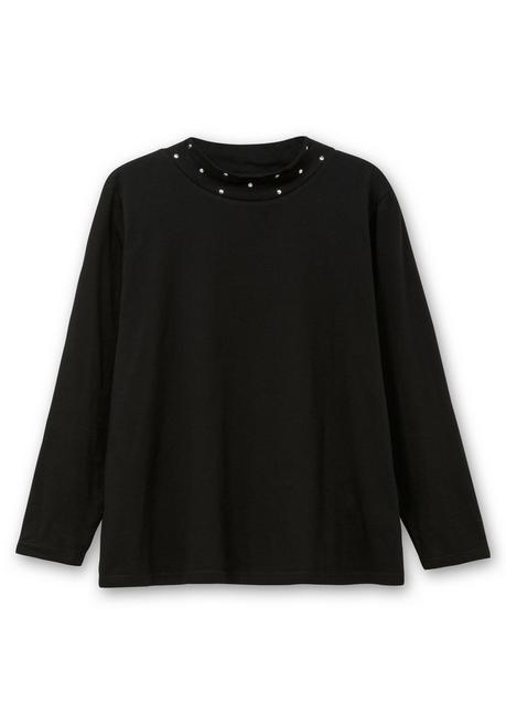 sheego Langarmshirt mit Stehkragen und Glitzerdetails - schwarz sheego Kostenloser Versand international