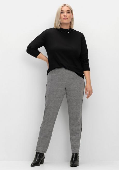 sheego Langarmshirt mit Stehkragen und Glitzerdetails - schwarz sheego Kostenloser Versand international