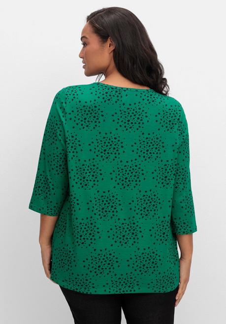 sheego 3/4-Arm-Shirt mit Konfetti-Print - tiefgrün gemustert sheego Black Friday Preise