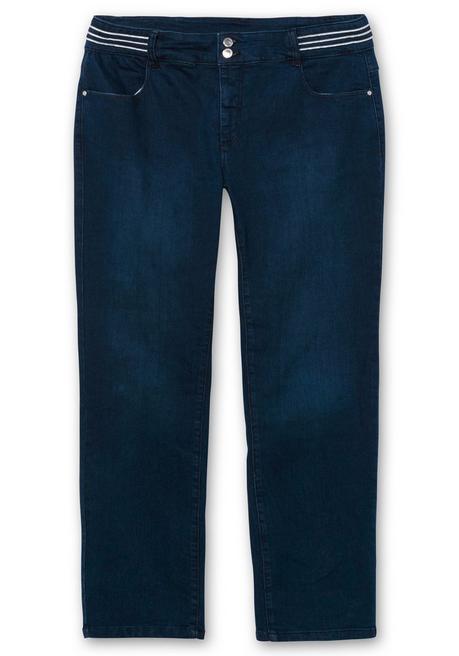 sheego Schmale Jeans mit Glitzer-Zierband am Bund - blue Denim sheego Im Verkauf