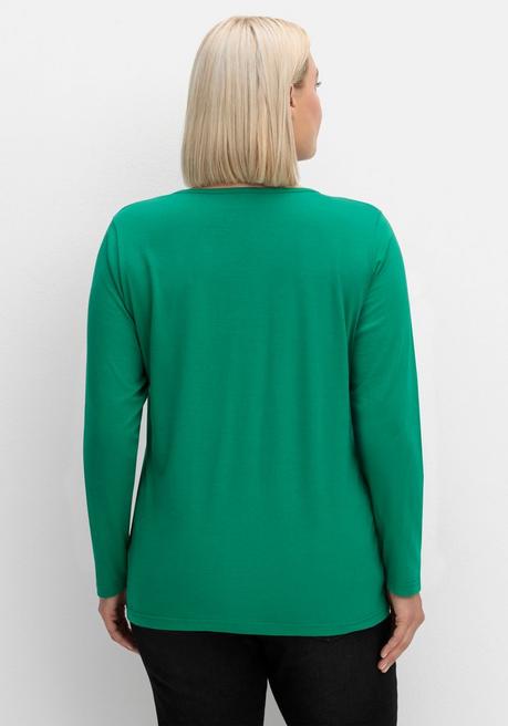 sheego Langarmshirt mit Rundhalsausschnitt, aus Baumwolle - grün sheego 50% Rabatt für begrenzte Zeit