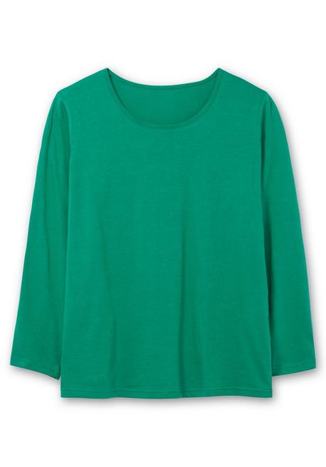 sheego Langarmshirt mit Rundhalsausschnitt, aus Baumwolle - grün sheego 50% Rabatt für begrenzte Zeit