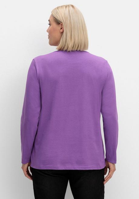 sheego Langarmshirt mit Rundhalsausschnitt, aus Baumwolle - lila sheego Rabatte dieses Monats