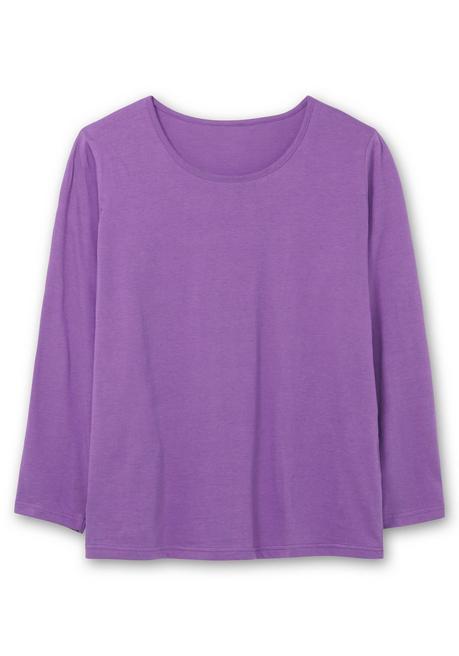 sheego Langarmshirt mit Rundhalsausschnitt, aus Baumwolle - lila sheego Rabatte dieses Monats