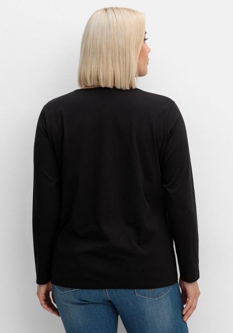 sheego Langarmshirt mit Rundhalsausschnitt, aus Baumwolle - schwarz sheego 2025