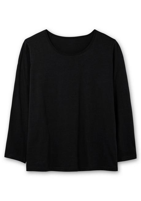 sheego Langarmshirt mit Rundhalsausschnitt, aus Baumwolle - schwarz sheego 2025