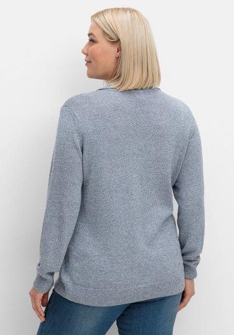 sheego Pullover mit Polokragen, in melierter Optik - rauchblau sheego Online