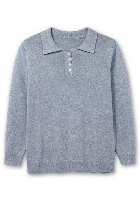 sheego Pullover mit Polokragen, in melierter Optik - rauchblau sheego Online