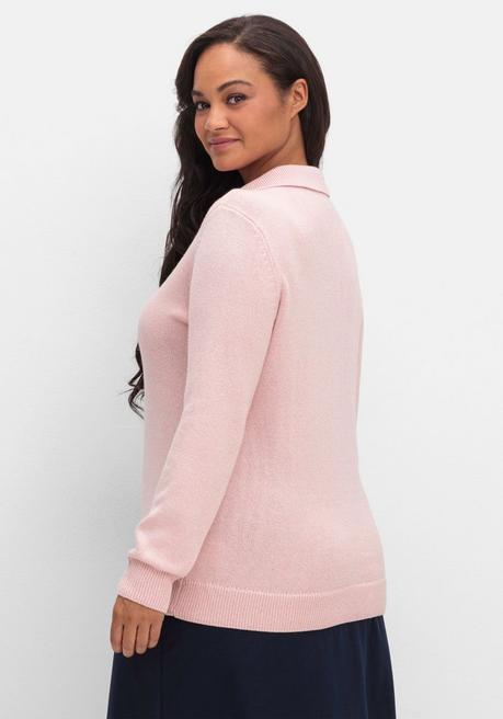 sheego Pullover mit Polokragen, in melierter Optik - rosenquartz sheego Outlet