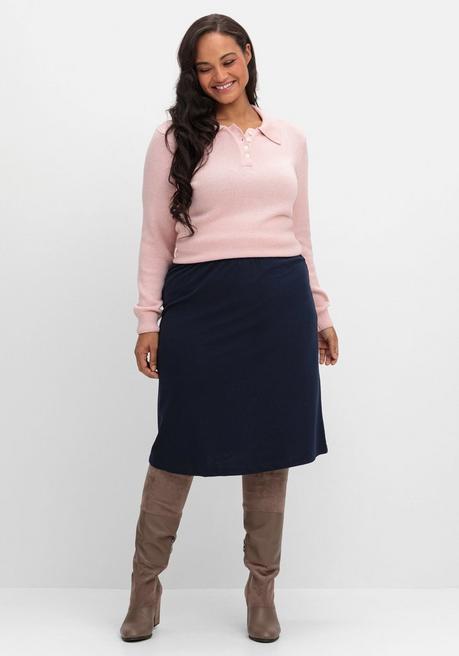 sheego Pullover mit Polokragen, in melierter Optik - rosenquartz sheego Outlet