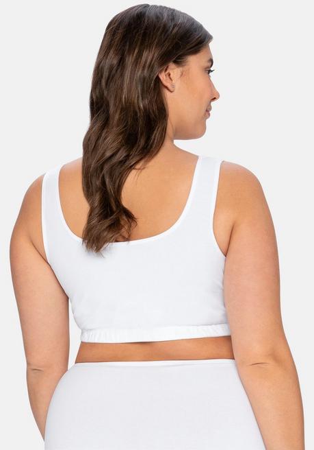 sheego BH ohne Bügel in Bustier-Form, mit Spitzenborte - weiß sheego Kostenloser Versand