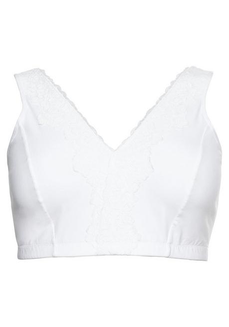 sheego BH ohne Bügel in Bustier-Form, mit Spitzenborte - weiß sheego Kostenloser Versand