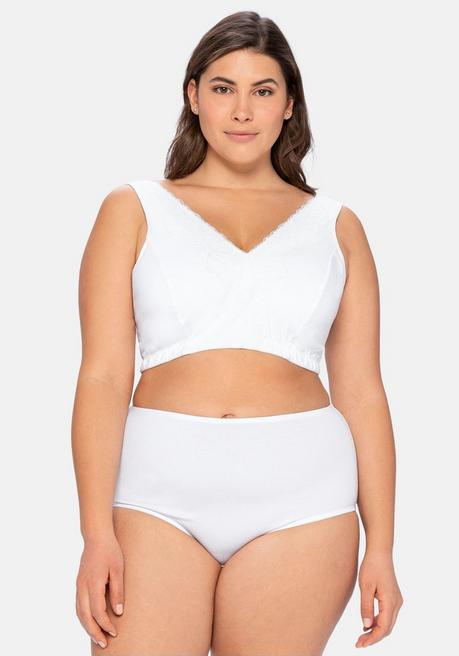 sheego BH ohne Bügel in Bustier-Form, mit Spitzenborte - weiß sheego Kostenloser Versand