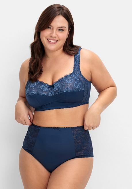 sheego BH ohne Bügel, mit Spitze und leicht glänzend - saphir sheego Kauf eins, bekomm eins gratis