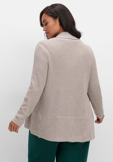 sheego Verschlusslose Strickjacke mit Schalkragen - taupe sheego Letzte 2 Tage