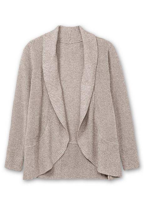 sheego Verschlusslose Strickjacke mit Schalkragen - taupe sheego Letzte 2 Tage