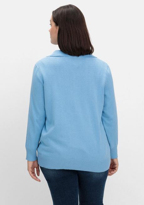 sheego Pullover mit Troyerkragen und Reißverschluss - himmelblau sheego Zeitbegrenzte Promotion
