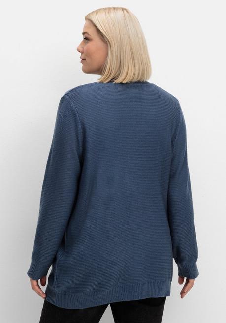 sheego Verschlusslose Strickjacke im Linksstrickmuster - rauchblau sheego Bis zu 50% Rabatt