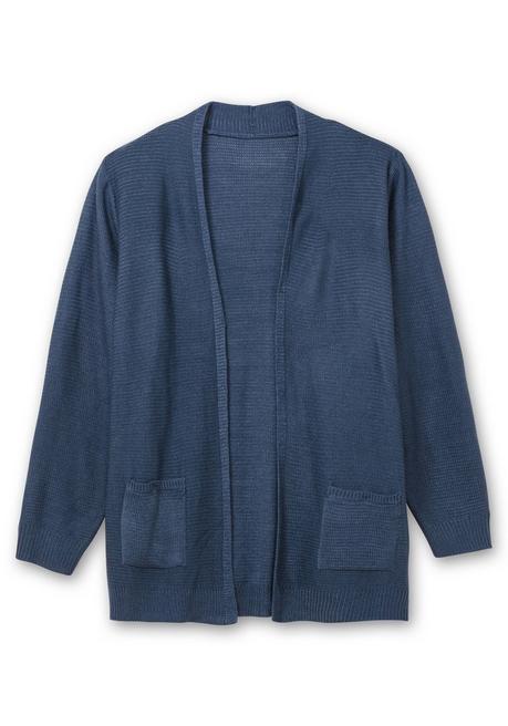sheego Verschlusslose Strickjacke im Linksstrickmuster - rauchblau sheego Bis zu 50% Rabatt
