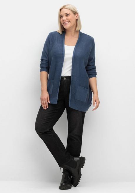 sheego Verschlusslose Strickjacke im Linksstrickmuster - rauchblau sheego Bis zu 50% Rabatt
