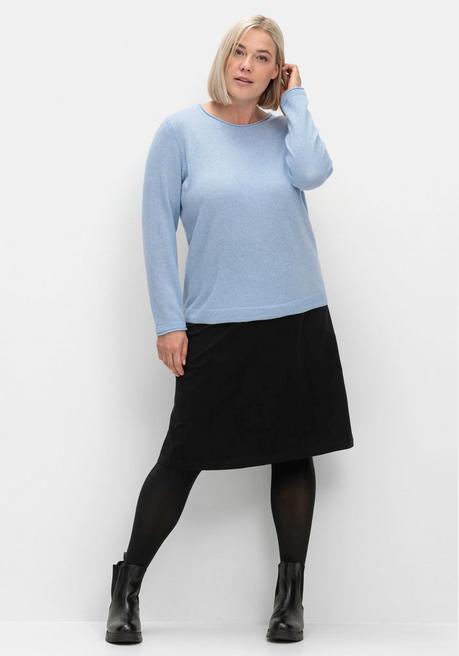 sheego Pullover aus reinem Kaschmir, mit Rollkanten - blau sheego Vierteljährliche Förderung