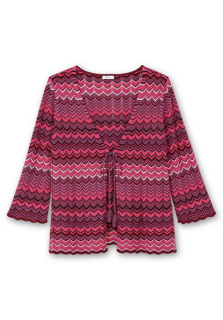 sheego Strickjacke mit Trompetenärmeln, im Zickzackmuster - weinrot gemustert sheego Bis zu 55% Rabatt