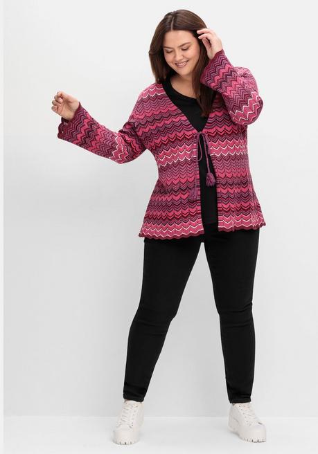 sheego Strickjacke mit Trompetenärmeln, im Zickzackmuster - weinrot gemustert sheego Bis zu 55% Rabatt