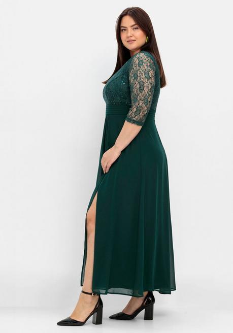 sheego Abendkleid mit floraler Spitze - tiefgrün sheego Discount Store für neue Produkte