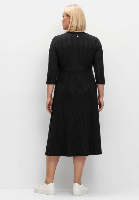 sheego Shirtkleid aus Rippqualität, mit 3/4-Ärmeln - schwarz sheego Nur noch ein Tag übrig