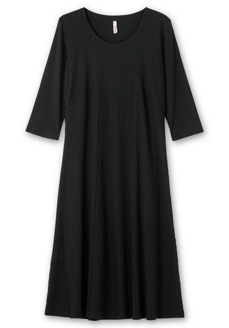 sheego Shirtkleid aus Rippqualität, mit 3/4-Ärmeln - schwarz sheego Nur noch ein Tag übrig