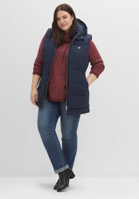 sheego Lange Steppweste im Lagenlook, mit Kapuze - nachtblau sheego 50% Rabatt mit kostenlosem Versand