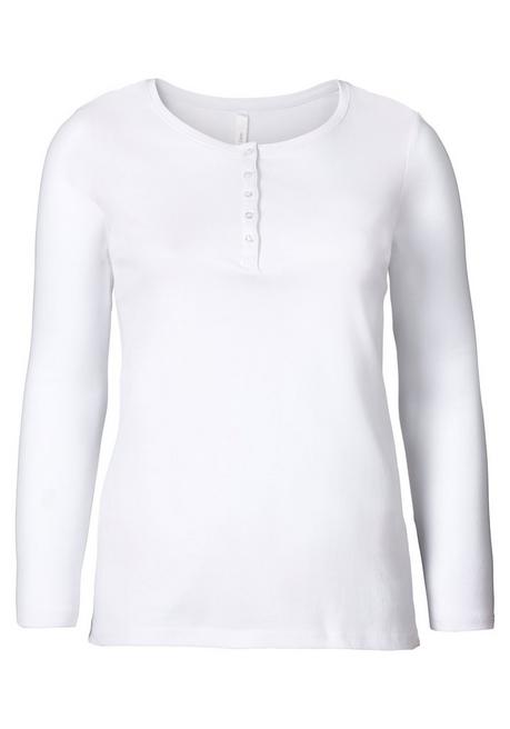 sheego Langarmshirt mit Knopfleiste - weiß sheego Kostenloser Versand international