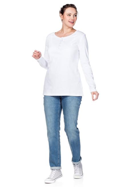 sheego Langarmshirt mit Knopfleiste - weiß sheego Kostenloser Versand international
