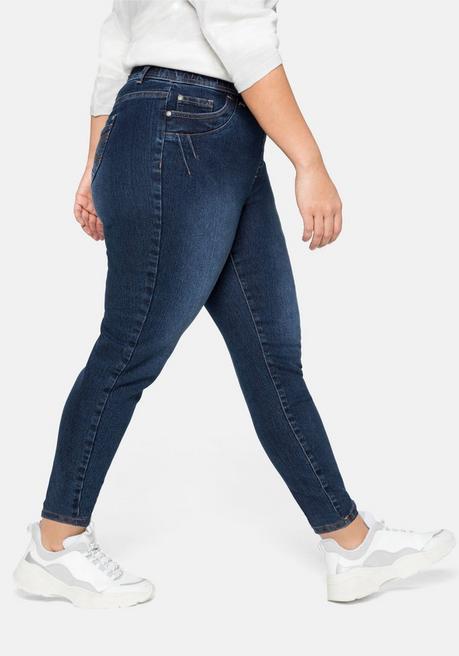 sheego Jeggings mit Gummibund und Gürtelschlaufen - dark blue Denim sheego Speichern exportieren