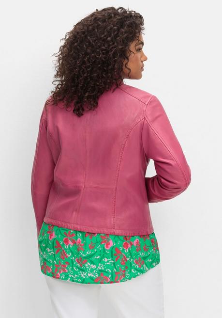sheego Lederjacke aus Lammnappa, mit Stehkragen - orchidee sheego Im Verkauf