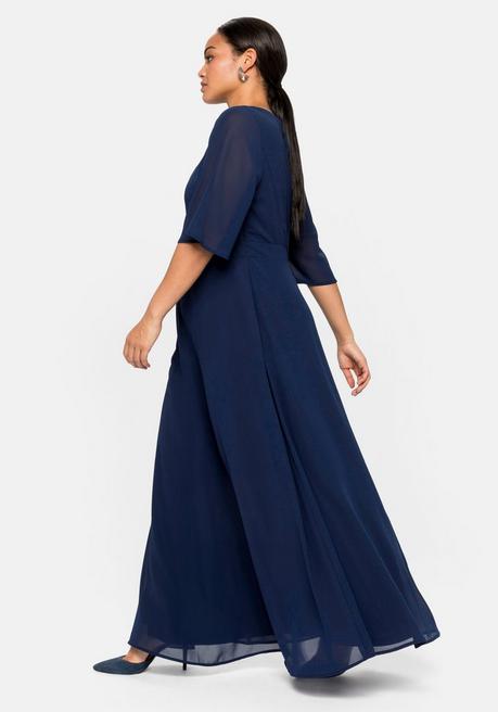 sheego Abendkleid aus Chiffon, mit Spitzen-Einsatz - marine sheego 2025