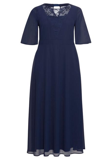 sheego Abendkleid aus Chiffon, mit Spitzen-Einsatz - marine sheego 2025