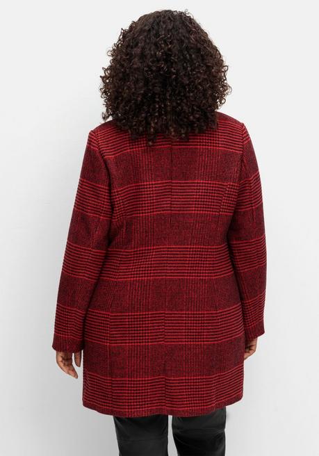 sheego by Joe Browns Karierte Jacke in Wolloptik und leichter A-Linie - schwarz-rot sheego Online