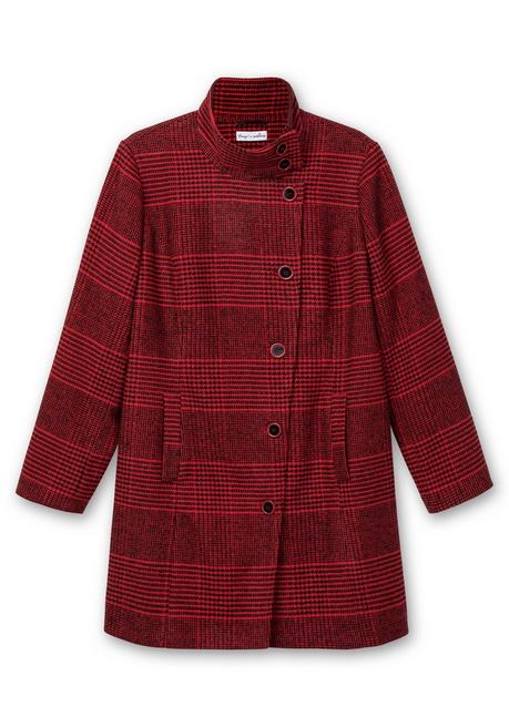 sheego by Joe Browns Karierte Jacke in Wolloptik und leichter A-Linie - schwarz-rot sheego Online