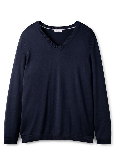 sheego Pullover aus Feinstrick mit V-Ausschnitt - marine sheego Auslauf