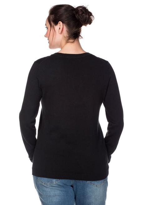 sheego Pullover aus Feinstrick mit V-Ausschnitt - schwarz sheego Verkauf