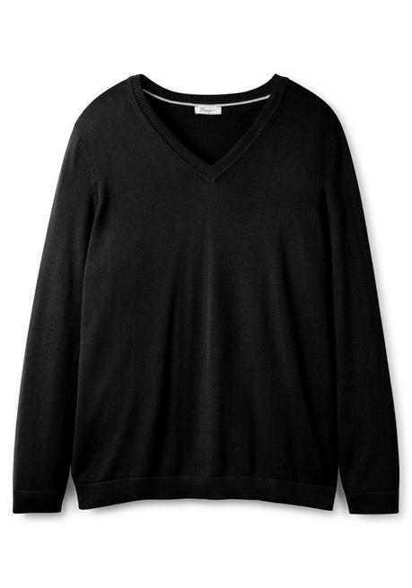 sheego Pullover aus Feinstrick mit V-Ausschnitt - schwarz sheego Verkauf
