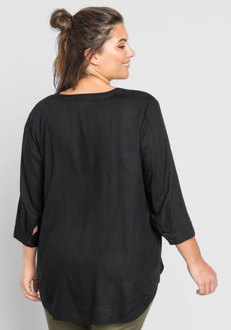 sheego Tunika mit 3/4-Arm und gerundetem Saum - schwarz sheego Schlussverkauf