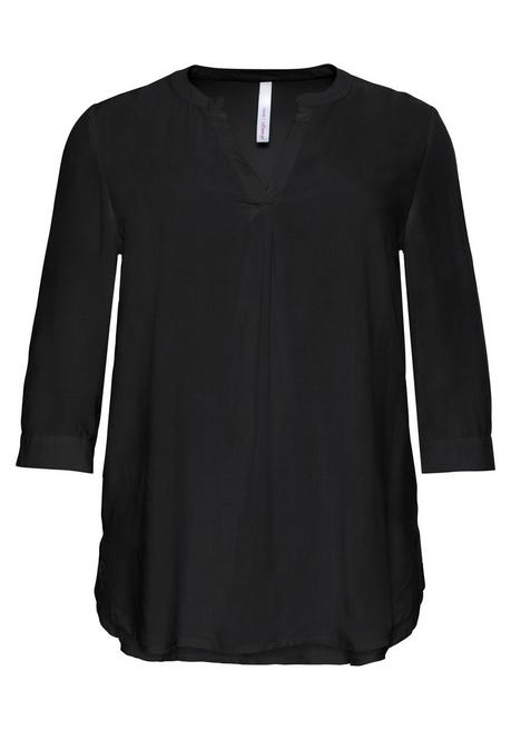 sheego Tunika mit 3/4-Arm und gerundetem Saum - schwarz sheego Schlussverkauf