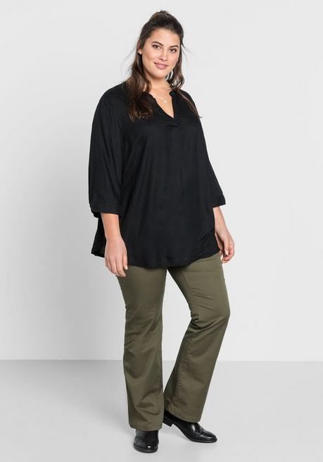 sheego Tunika mit 3/4-Arm und gerundetem Saum - schwarz sheego Schlussverkauf
