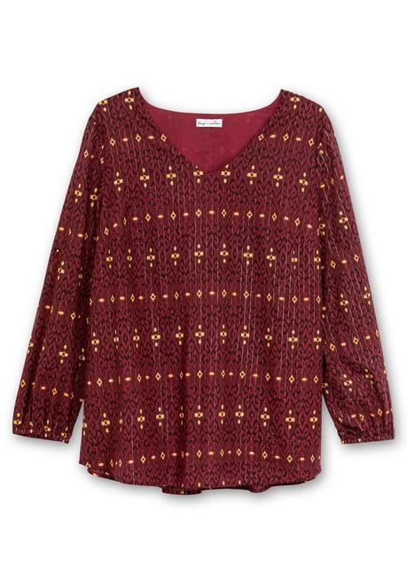 sheego by Joe Browns Tunika mit Glanz-Alloverdruck und tiefem V-Ausschnitt - weinrot gemustert sheego Fabrikverkauf