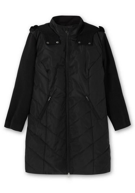 sheego Lange Steppjacke mit Kapuze, im Materialmix - schwarz sheego Kostenloser Versand