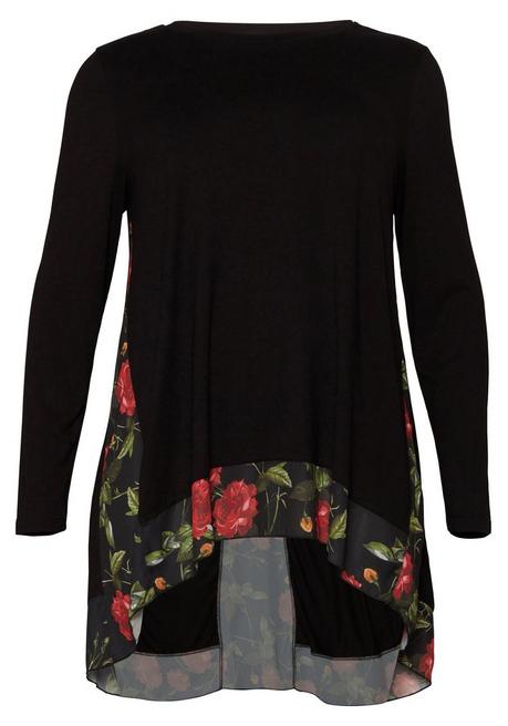 sheego by Joe Browns Longshirt mit floral bedruckten Einsätzen - schwarz sheego Limitierter Zeitrabatt